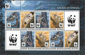 Гвинея-Биссау, 2015, WWF, Лемуры, малый лист 4 марки х 2